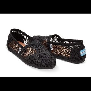 TOMS Black Crochet Flats